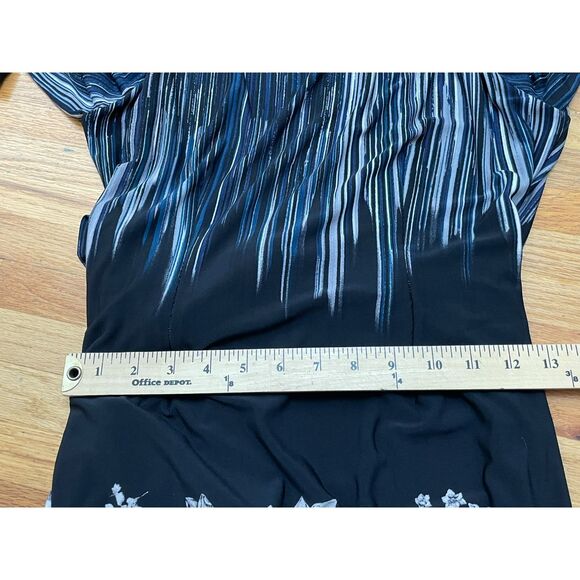 BCBGmaxazria Adele Women's Dress Wrap Stretch Lightweight L Black Floral - Picture 8 of 9